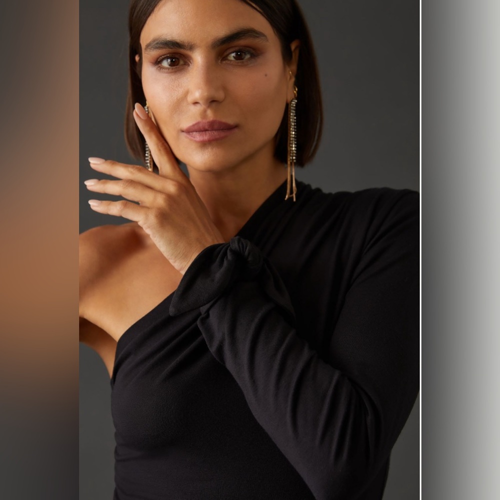 Maeve Knit One-Shoulder Long Sleeve Top | Black | XS